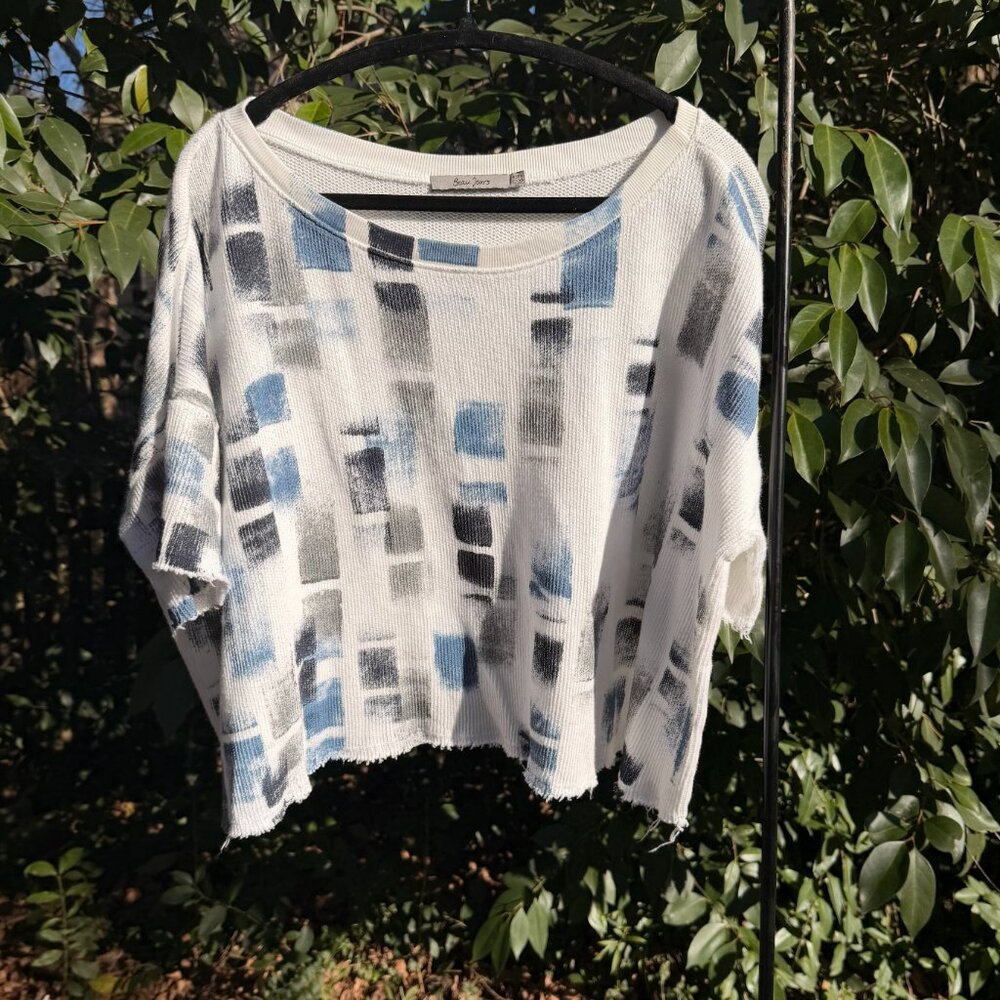 Beau Jours Abstract Brushstroke Knit Top (Size M)